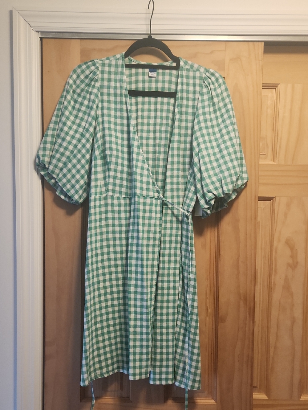 NWT Green Gingham Midi Wrap Dress